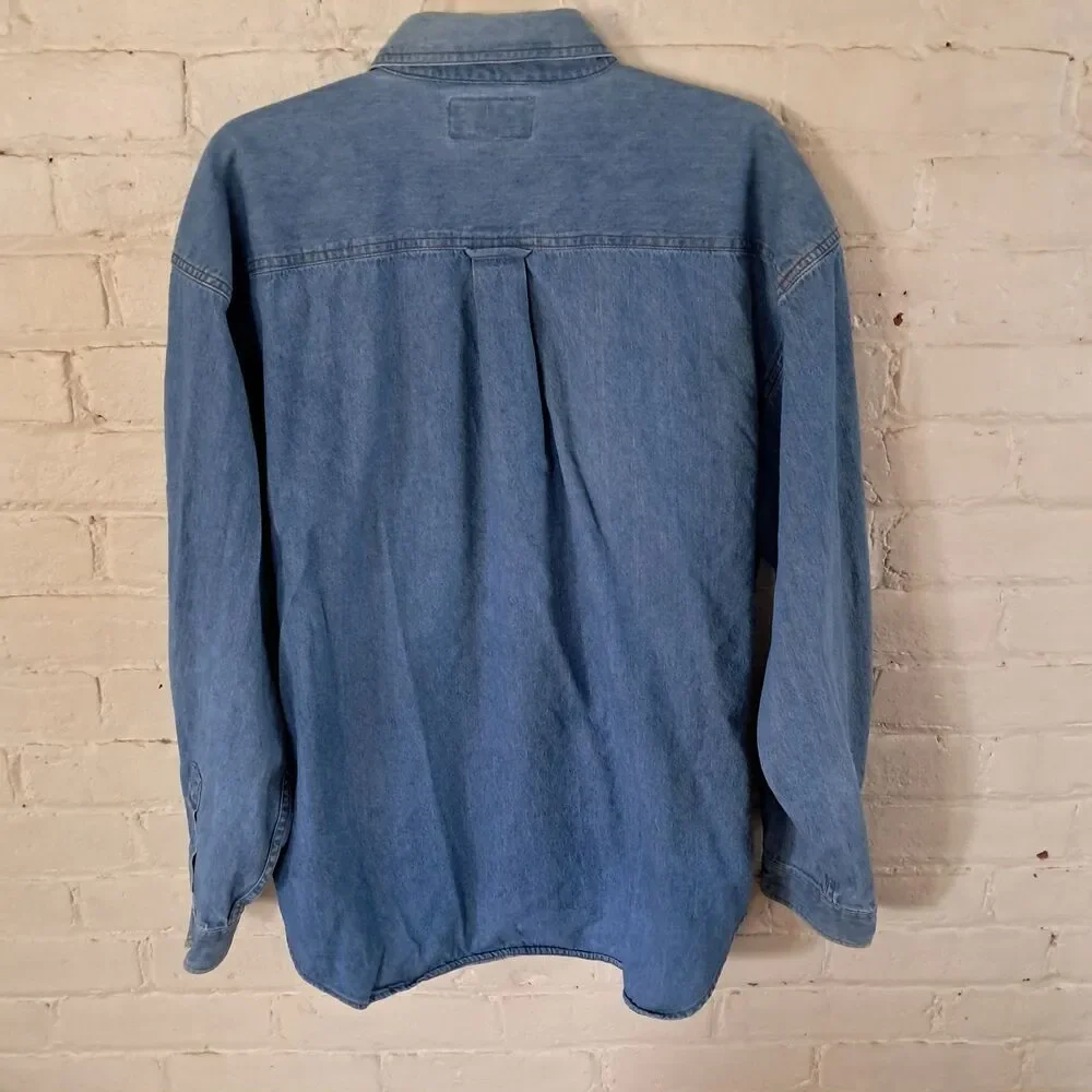 True Fan Sportswear Vintage Denim Shirt Chicago Bulls Mens XL 90s Embroidered